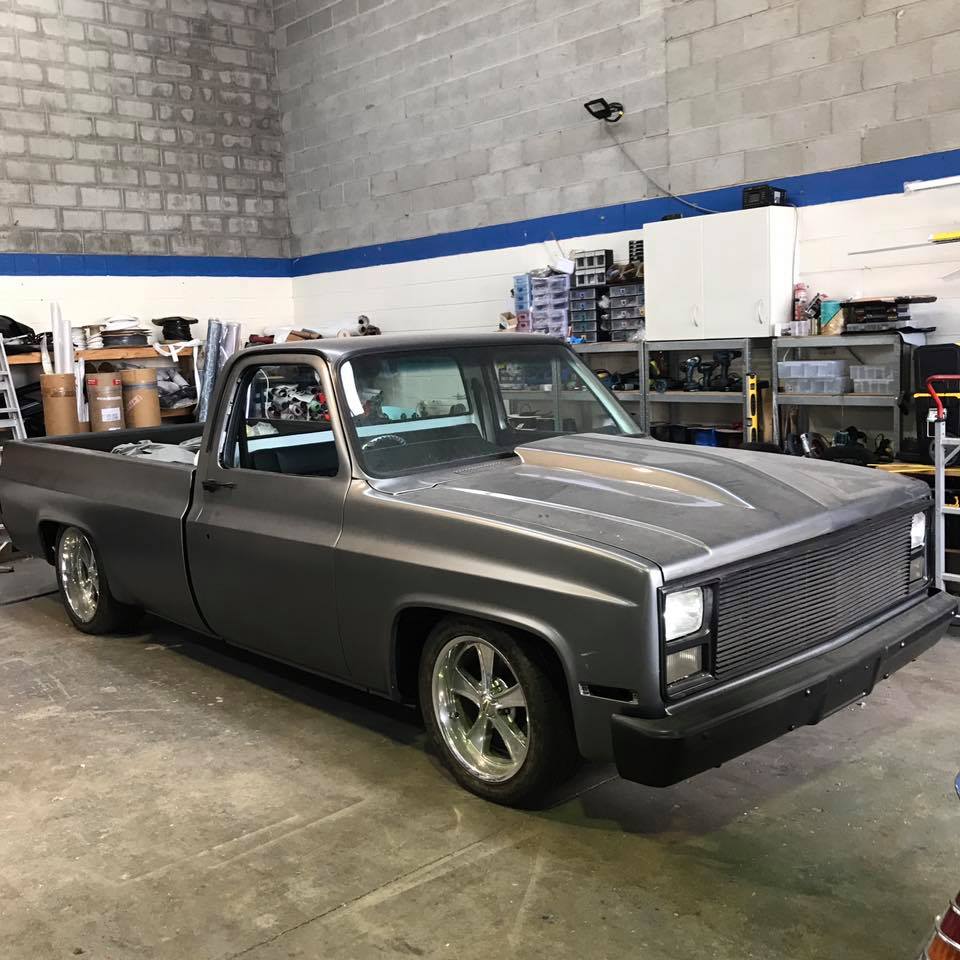 C10 Chev truck – leather reshaped bench seat, door trims and carpets.-2
